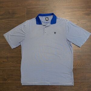FootJoy FJ Mens XL Blue Stripped Golf Polo Yellowstone Country Club